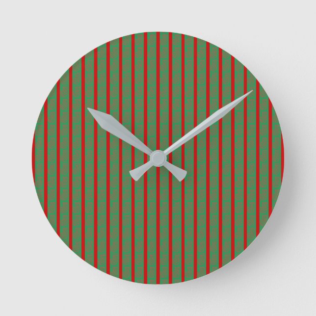 Red Green Christmas Stocking on Green Red Runde Wanduhr (Vorderseite)