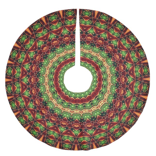 Red Green Christmas Tree Skirt Polyester Weihnachtsbaumdecke (Vorderseite)