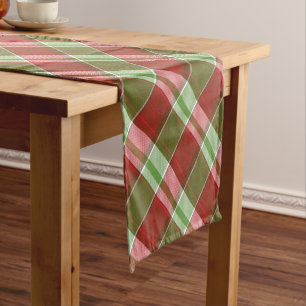 Red Green Classic Weihnachtsfeiertag Muster Plaid Kurzer Tischläufer