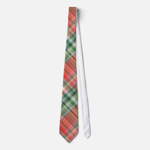 Red/Green Color Christmas Pläd Pattern Men's Tie Krawatte