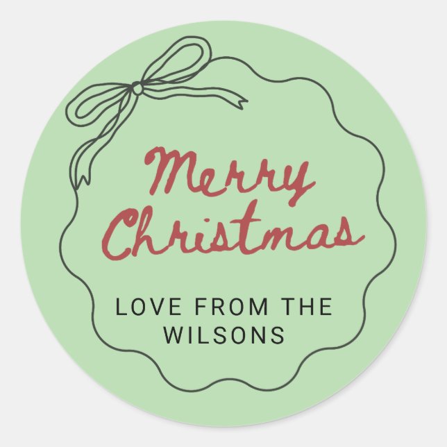 Red Green Coquette Retro Bow Christmas Holiday  Runder Aufkleber (Vorderseite)