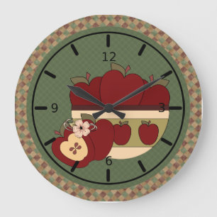Red & Green Country Apples Round Wallclock Große Wanduhr