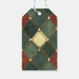RED GREEN CREAM GOLD HOLIDAY DIAMOND PATTERN GESCHENKANHÄNGER