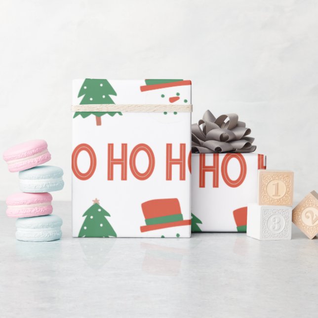 Red Green Cream Playful Modern Tree Weihnachten Geschenkpapier (Babyparty)