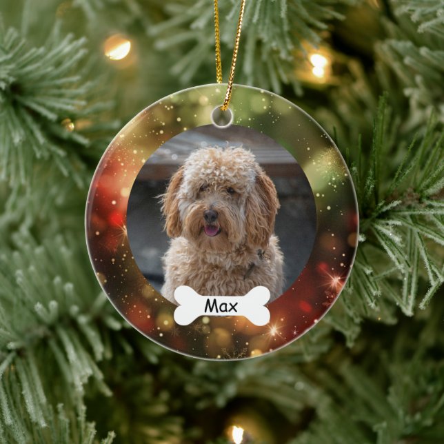 Red Green Custom Pet Puppy Dog Foto Keramik Ornament (Baum)