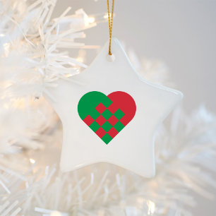 Red Green Danish Heart Keramik Ornament