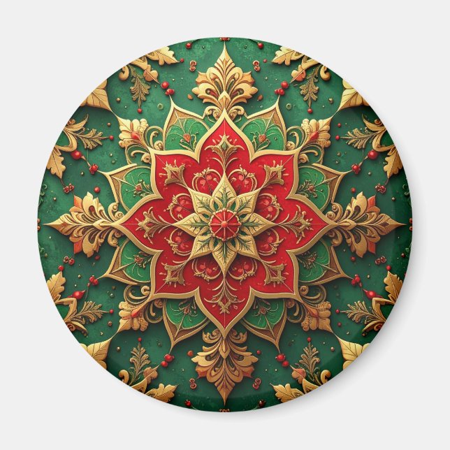Red Green Decorative Christmas Holiday Magnet (Vorne)