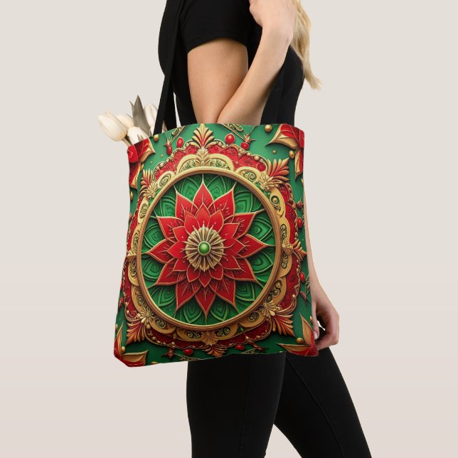 Red Green Decorative Christmas Holiday Tote Bag (Von Nahem)