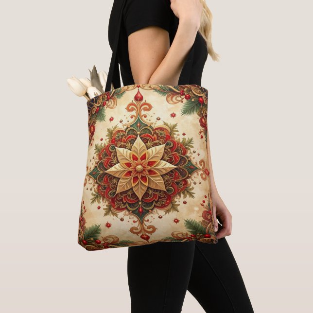 Red Green Decorative Christmas Holiday Tote Bag (Von Nahem)
