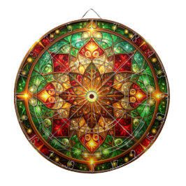 Red Green Decorative Floral Dartboard Dartscheibe