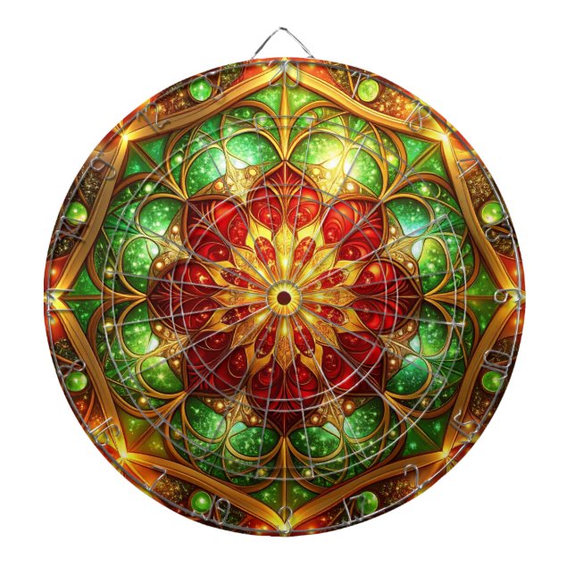 Red Green Decorative Floral Dartboard Dartscheibe (vorne)