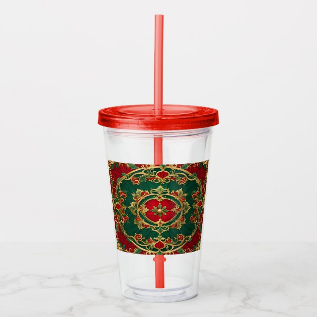 Red Green Decorative Holiday Acrylic Tumbler Acryltrinkbecher (Vorderseite)