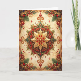 Red Green Decorative Holiday Card Karte