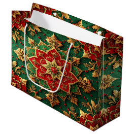 Red Green Decorative Holiday Gift Bag Große Geschenktüte