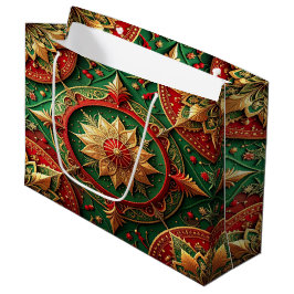 Red Green Decorative Holiday Gift Bag Große Geschenktüte