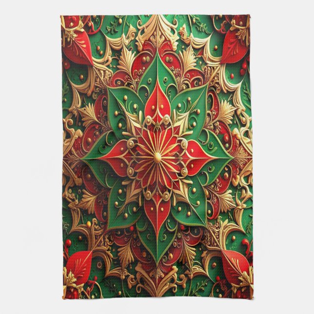 Red Green Decorative Holiday Kitchen Towel Geschirrtuch (Vertikal)