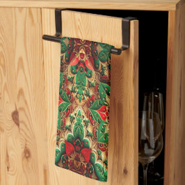 Red Green Decorative Holiday Kitchen Towel Geschirrtuch