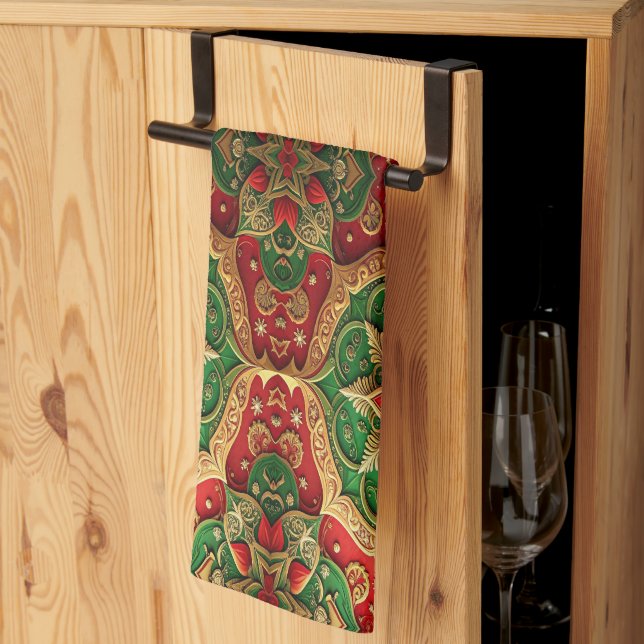 Red Green Decorative Holiday Kitchen Towel Geschirrtuch (Drittel gefaltet)