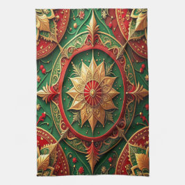 Red Green Decorative Holiday Kitchen Towel Geschirrtuch