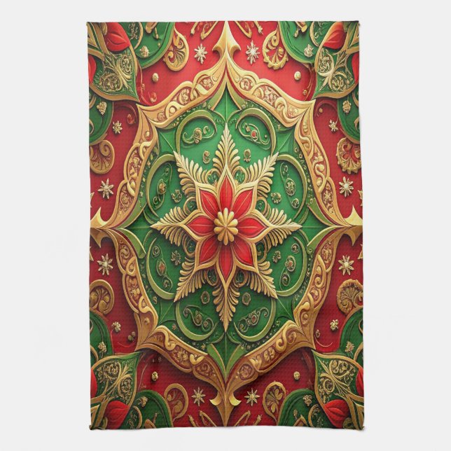 Red Green Decorative Holiday Kitchen Towel Geschirrtuch (Vertikal)