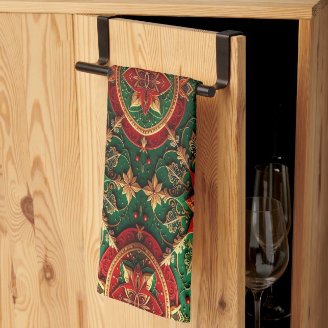 Red Green Decorative Holiday Kitchen Towel Geschirrtuch (Drittel gefaltet)
