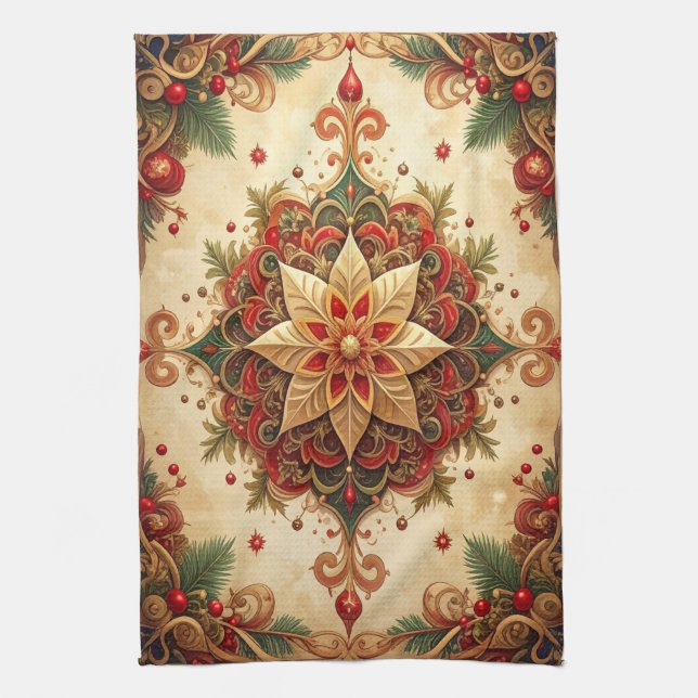 Red Green Decorative Holiday Kitchen Towel Geschirrtuch (Vertikal)