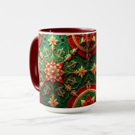 Red Green Decorative Holiday Mug Tasse