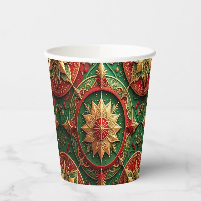 Red Green Decorative Holiday Paper Cups Pappbecher (Links)