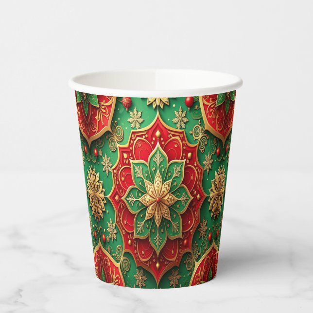 Red Green Decorative Holiday Paper Cups Pappbecher (Links)