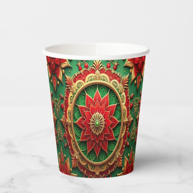 Red Green Decorative Holiday Paper Cups Pappbecher (Links)