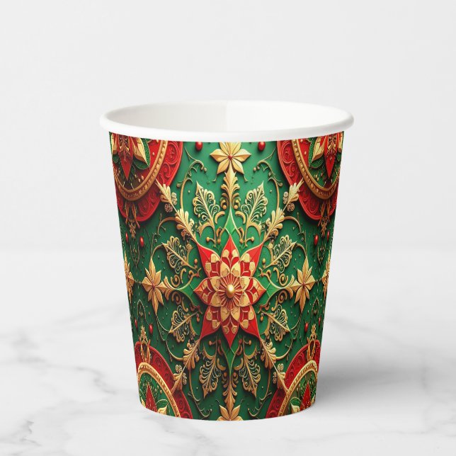 Red Green Decorative Holiday Paper Cups Pappbecher (Links)
