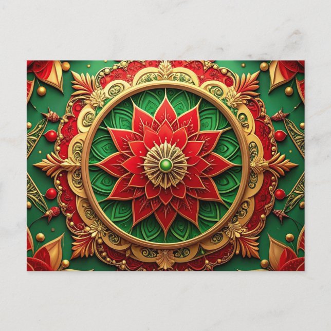 Red Green Decorative Holiday Postcard Postkarte (Vorderseite)