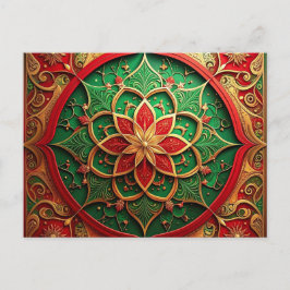 Red Green Decorative Holiday Postcard Postkarte