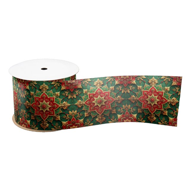 Red Green Decorative Holiday Satin Ribbon Satinband (Spule)