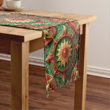 Red Green Decorative Holiday Table Runner