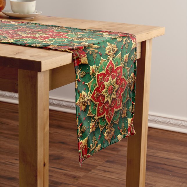 Red Green Decorative Holiday Table Runner Mittelgroßer Tischläufer (Beispiel)