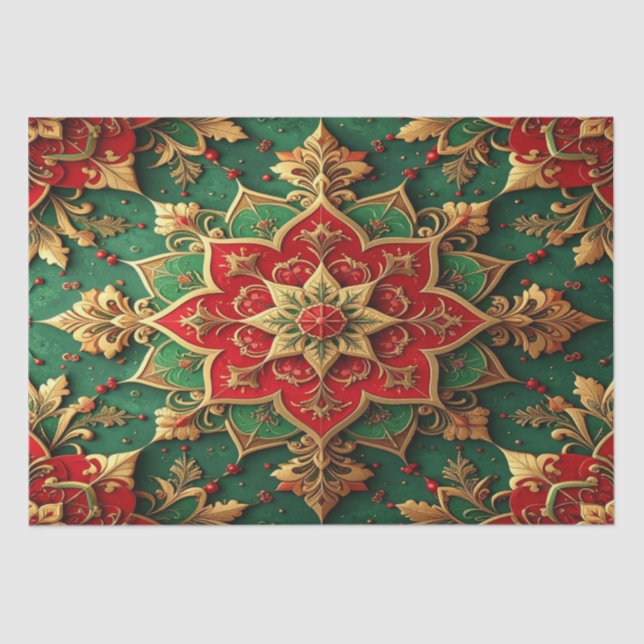Red Green Decorative Holiday Tissue Paper Seidenpapier (Vorderseite)