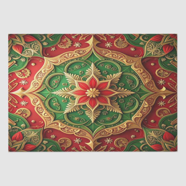 Red Green Decorative Holiday Tissue Paper Seidenpapier (Vorderseite)
