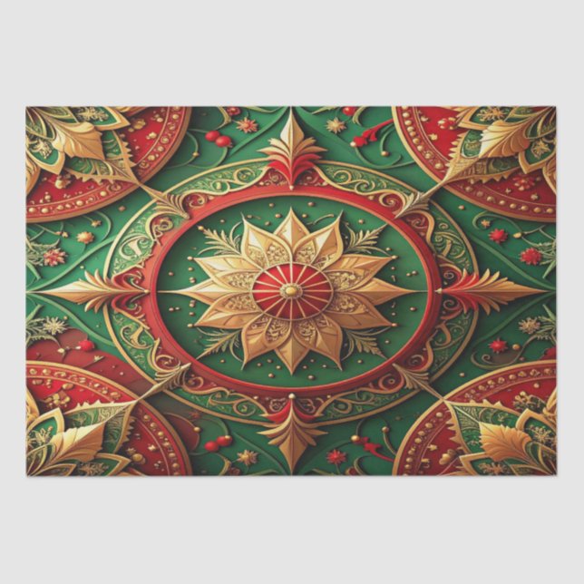 Red Green Decorative Holiday Tissue Paper Seidenpapier (Vorderseite)