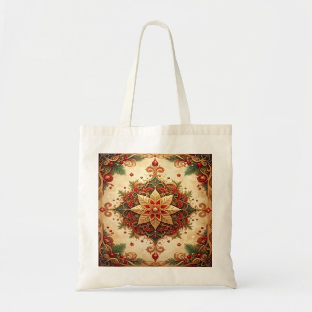 Red Green Decorative Holiday Tote Bag Tragetasche (Vorne)