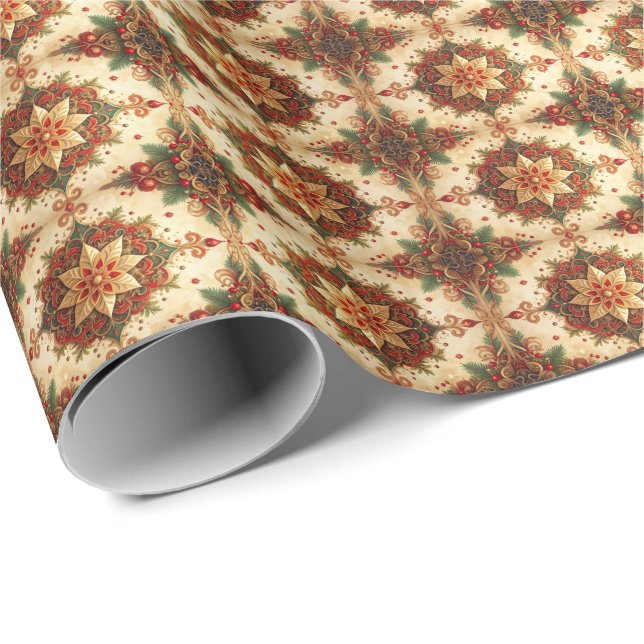 Red Green Decorative Holiday Wrapping Paper Geschenkpapier (Rolleneckpunkt)
