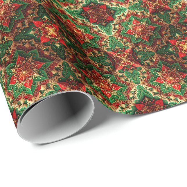 Red Green Decorative Holiday Wrapping Paper Geschenkpapier (Rolleneckpunkt)