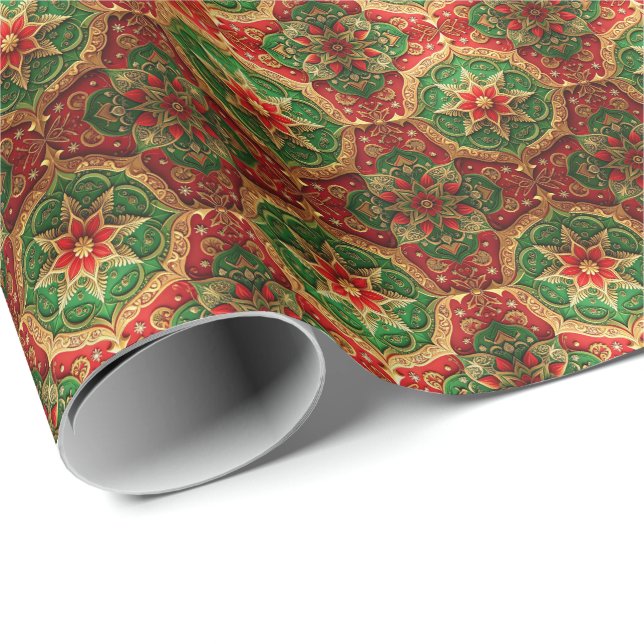 Red Green Decorative Holiday Wrapping Paper Geschenkpapier (Rolleneckpunkt)