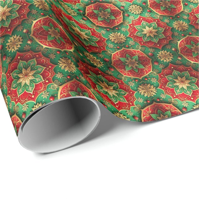 Red Green Decorative Holiday Wrapping Paper Geschenkpapier (Rolleneckpunkt)