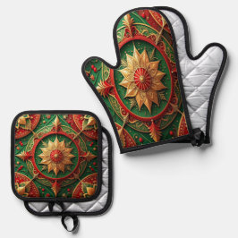 Red Green Decorative Ofenhandschuh & Topflappen-Set
