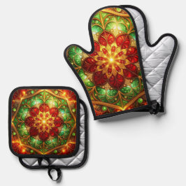 Red Green Decorative Ofenhandschuh & Topflappen-Set