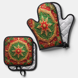 Red Green Decorative Ofenhandschuh & Topflappen-Set