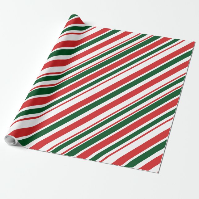 Red Green Diagonal Candy Stripes Geschenkpapier (Ungerollt)