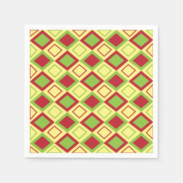 Red Green Diamond Geometric Party Serviette (Vorderseite)