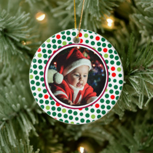 Red Green Dots für das 1. Weihnachtsfest im Baby Keramik Ornament